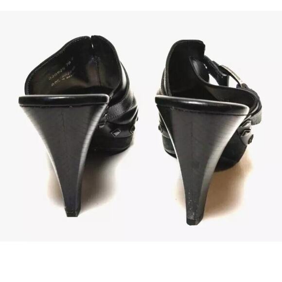 Cole Haan Black Leather Stud Slip On Wedge Clogs Mules Women's SIZE 7.5 B - Picture 8 of 13